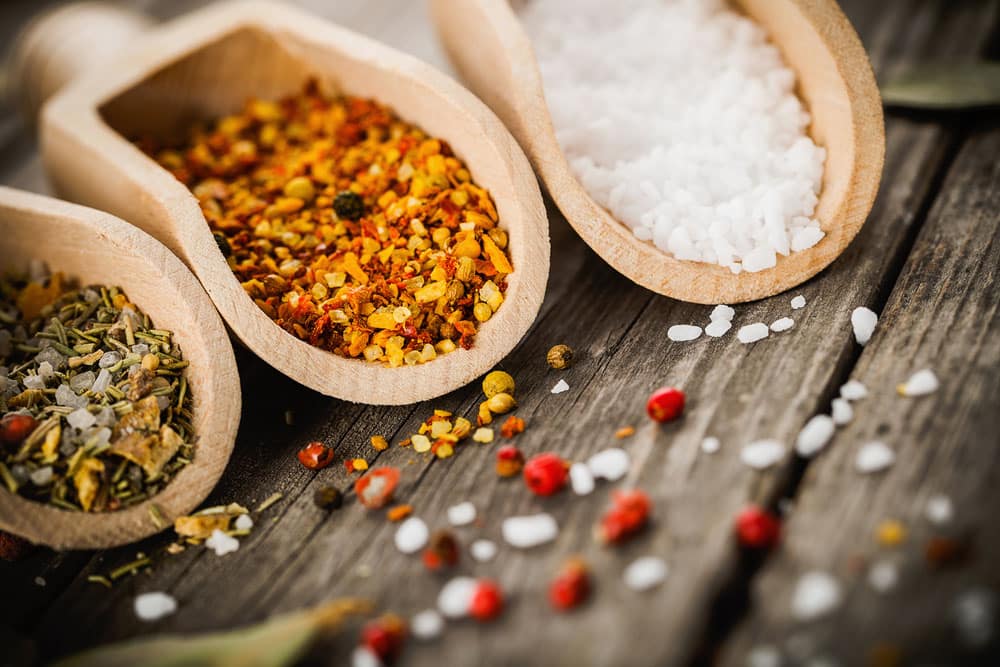 Mixed spices for fish and chicken cooking and salt