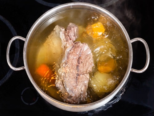 Slow cook the beef in liquid