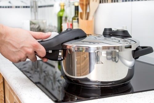A pressure cooker lid can get stuck