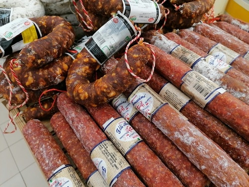 Chorizo sold in a supermarket in Rome