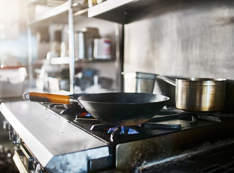 Wok on gas stove