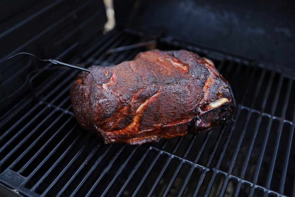 Pork shoulder on offset smoker