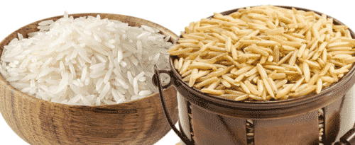 Brown and white Basmati rice