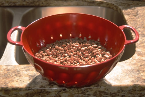Pinto beans in colander