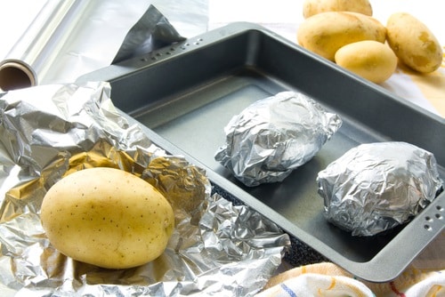 Potato wrapped in aluminum foil