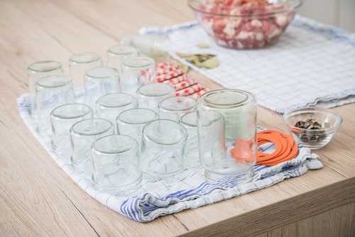 Dry the sterile jars on a clean towel 