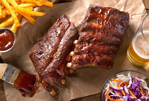 A rack of delicious baby back ribs