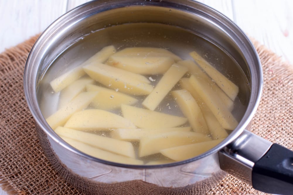 blanching french fries in water