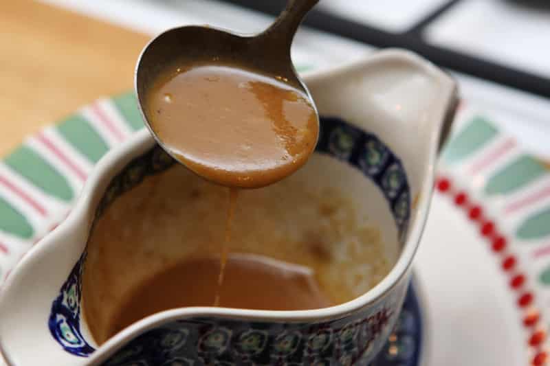 gravy spooned out of dish