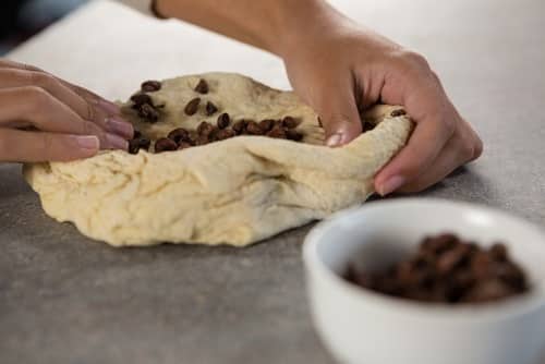 Kneading the dough with your hands