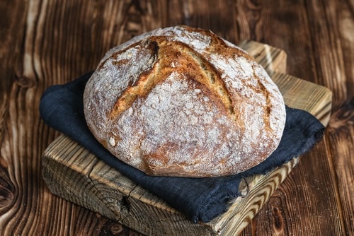 Sourdough bread covered in flour