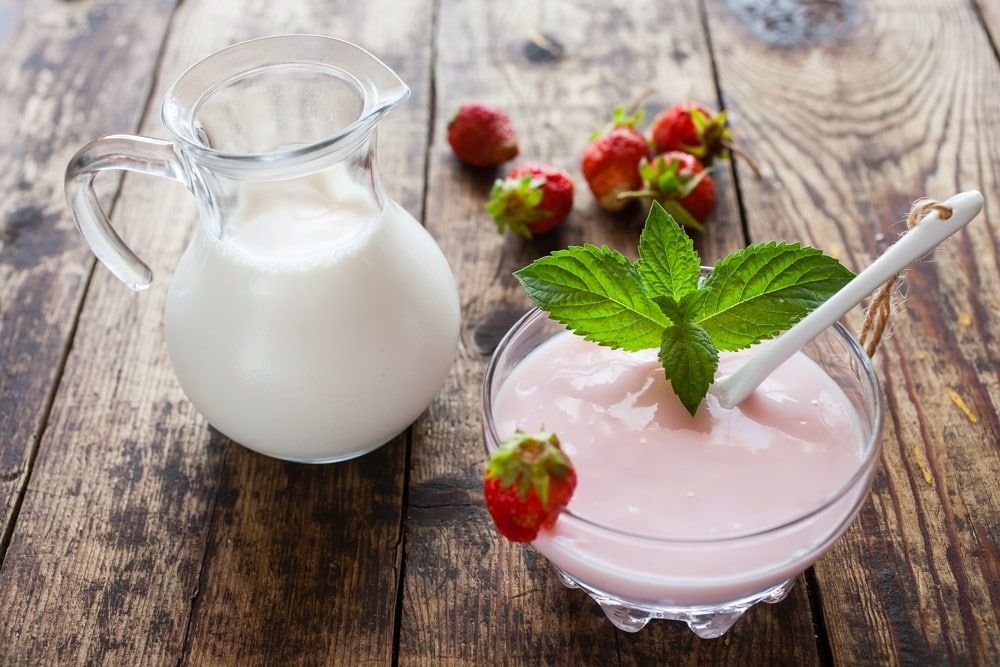 strawberry yogurt and milk