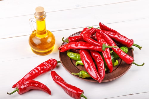 Fresh chili with oil