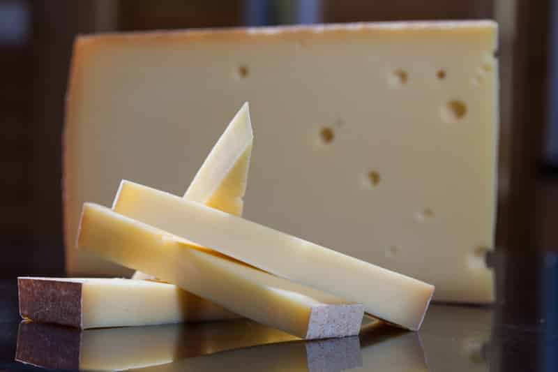 closeup shot French gruyere cheese