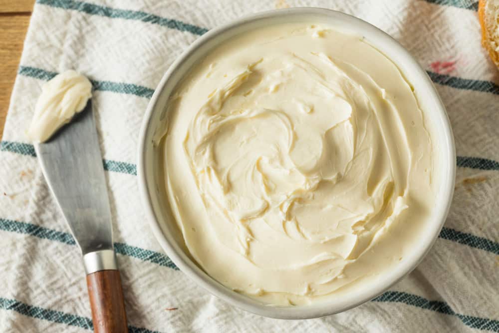 Homemade Low Fat Cream Cheese Spread in a Bowl