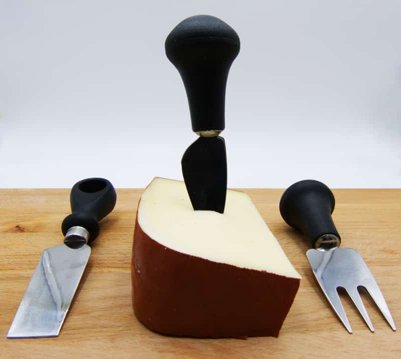 Italian fontina cheese wooden table