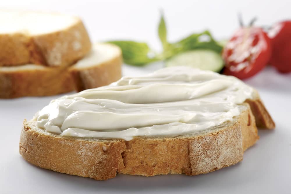 slice of bread with cream cheese