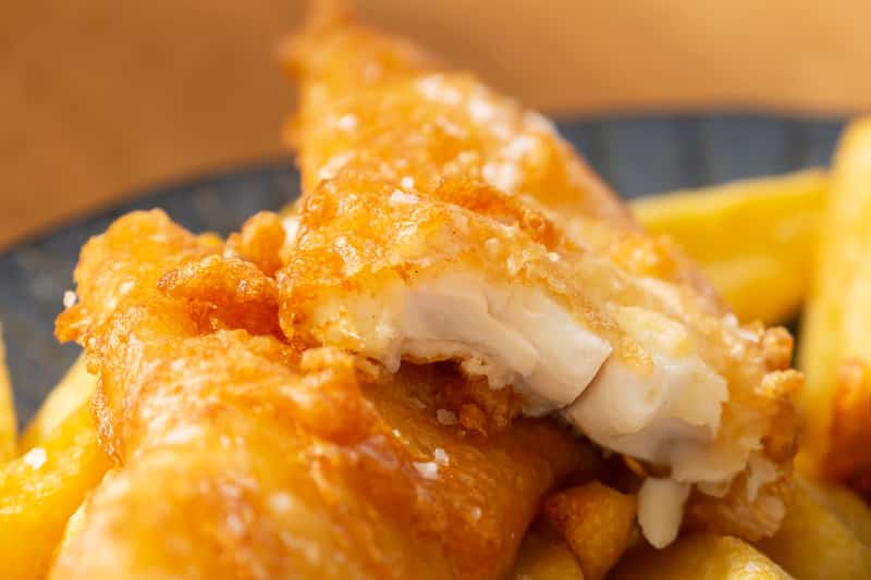 crispy battered fish chips plate