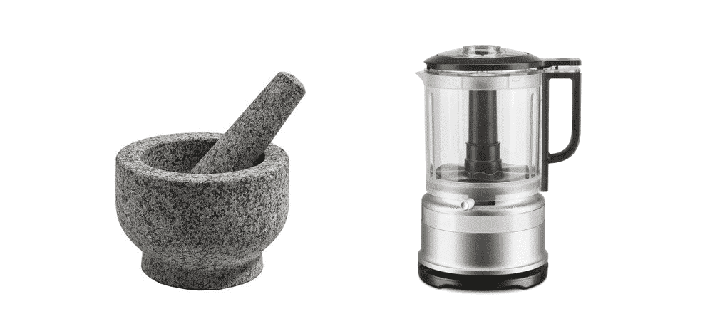 mortar and pestle vs food processor