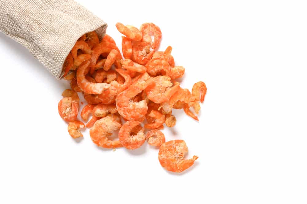 dried shrimp in a brown sack
