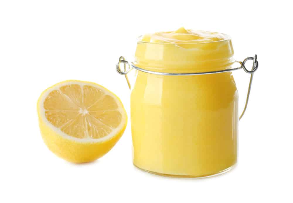 Glass jar with yummy lemon curd
