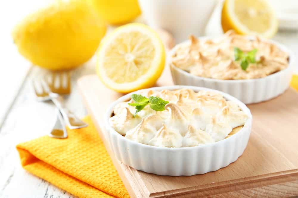 Lemon meringue pie in bowl