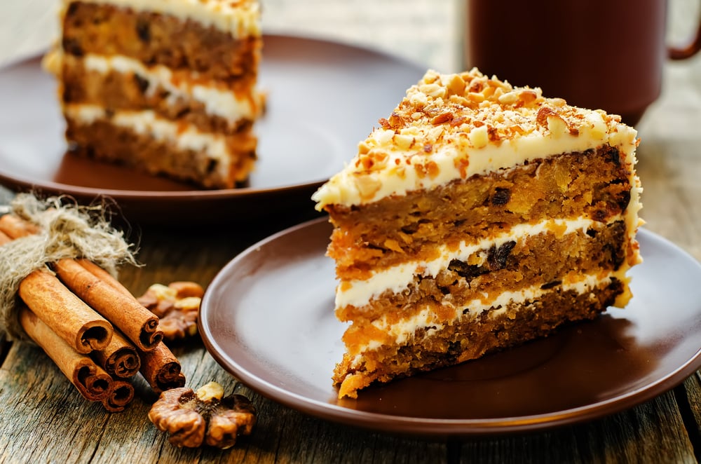 Carrot cake on a plate