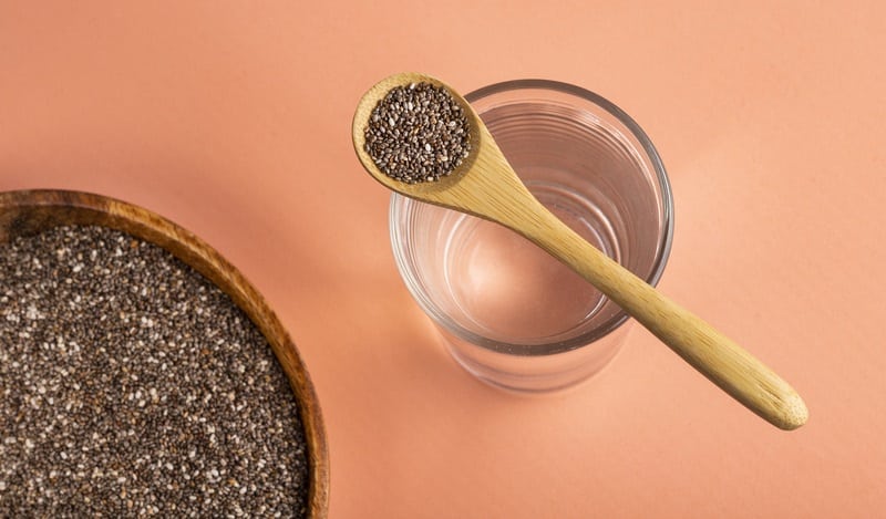 Organic chia seeds to mix with water