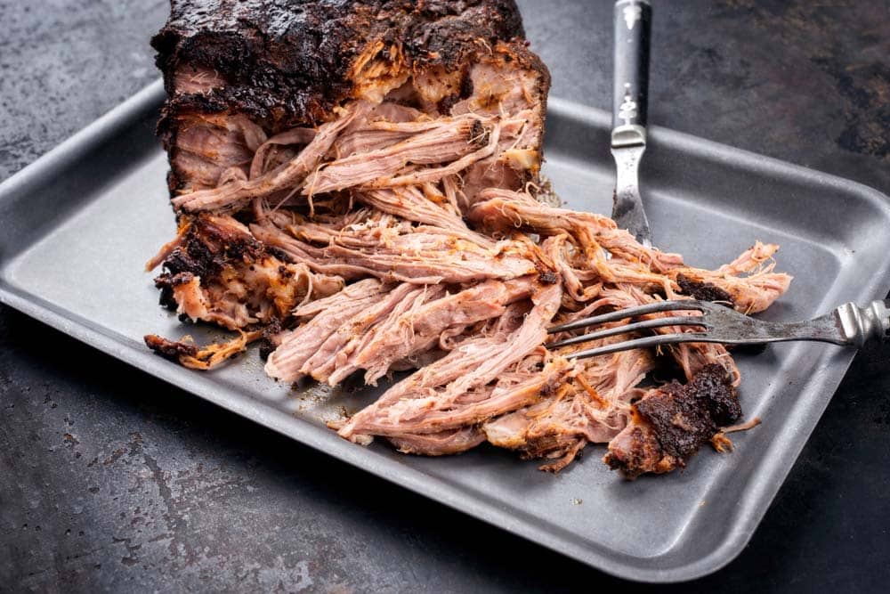 Traditional barbecue pulled pork piece