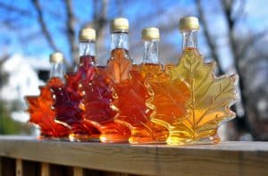 Different colour variatons of maple syrup