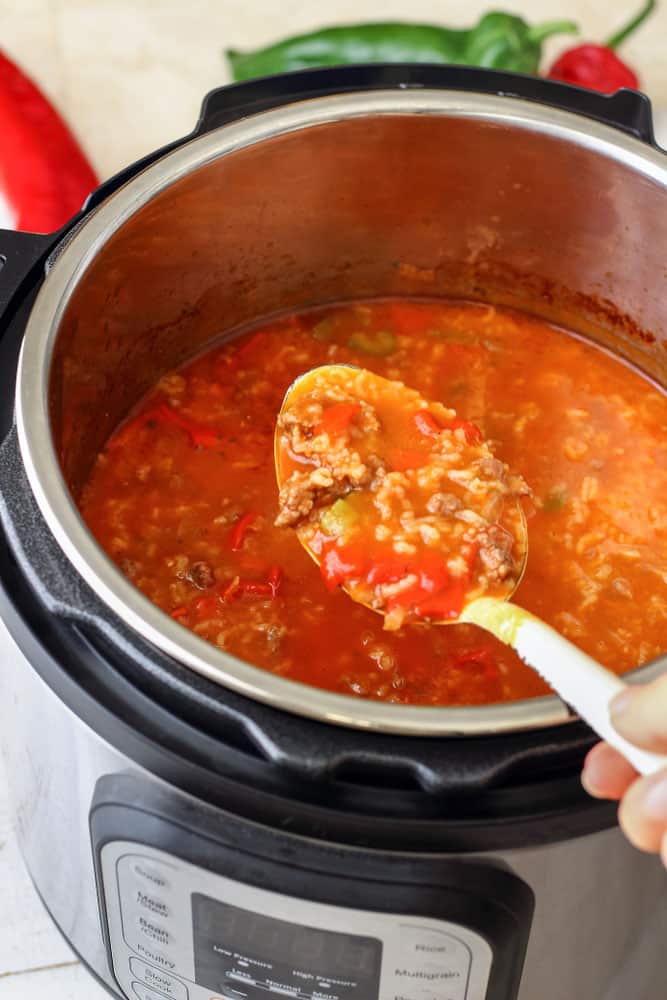 Pressure Cooker Stuffed Pepper Soup