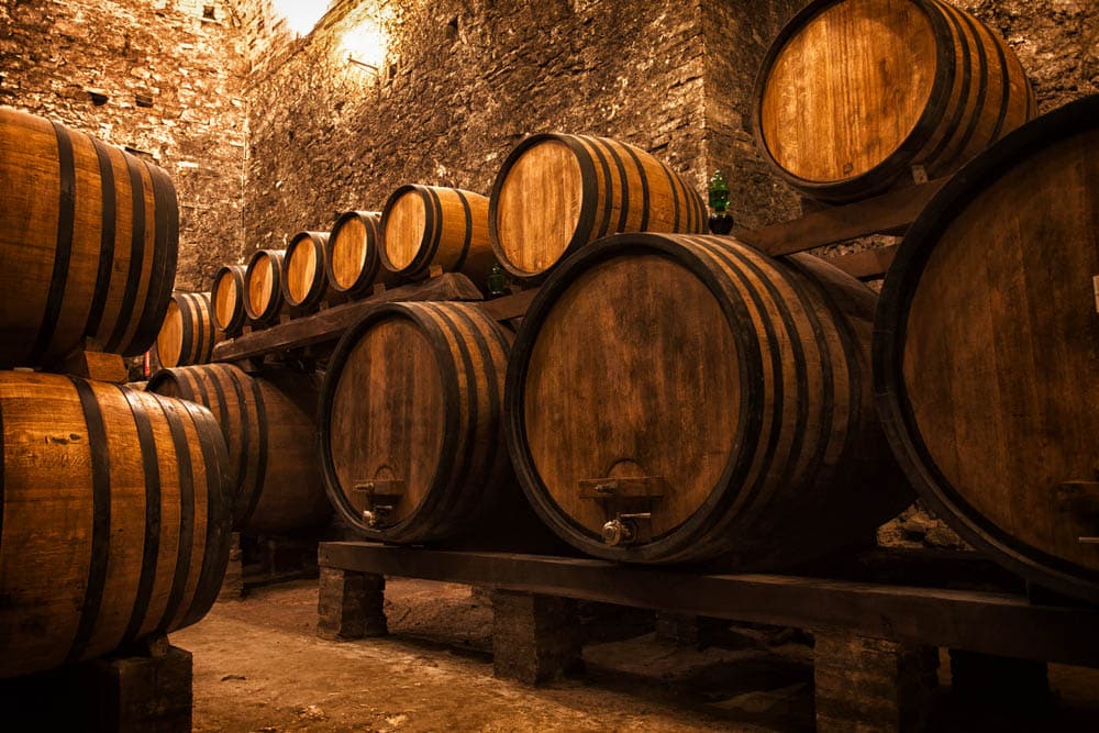 cellar with barrels for storage 