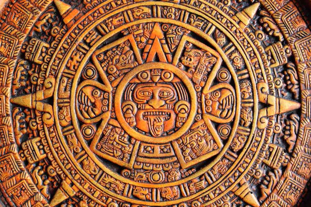 Close up view of a Aztec Calendar
