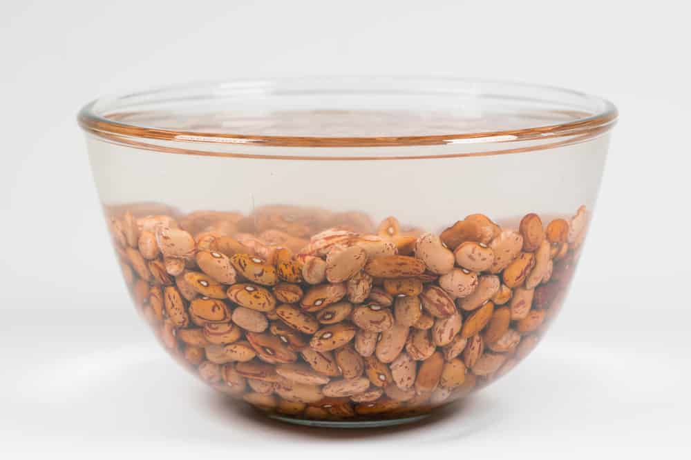 Dried orange colored beans absorb water