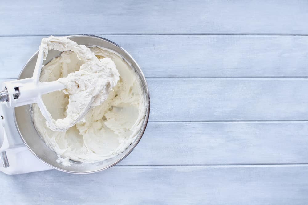 Electric mixer filled with homemade dough