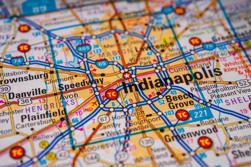 Indianapolis on USA map