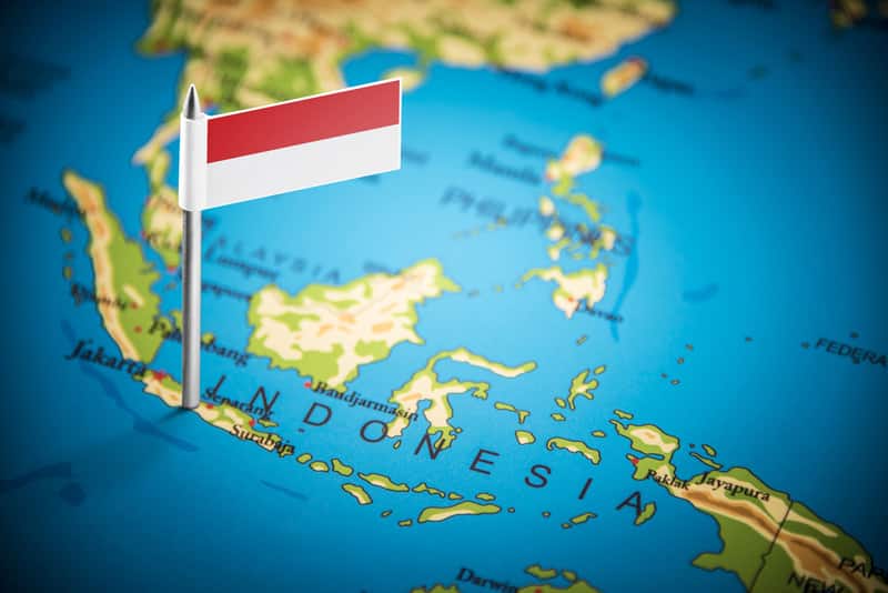 Indonesia marked flag map