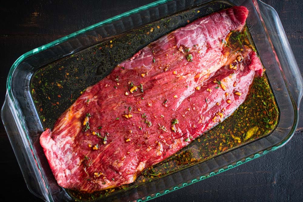 Marinating Flank Steak in a Glass Dish