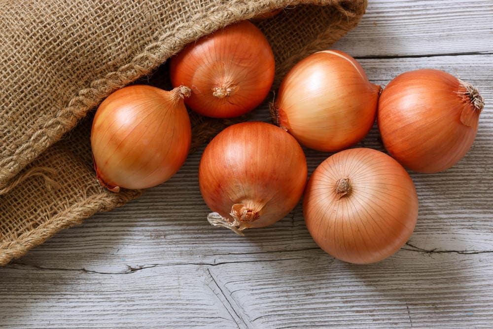 onions in a wooden background