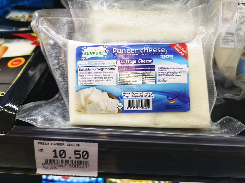 Paneer Cheese packed for sell on the supermarket