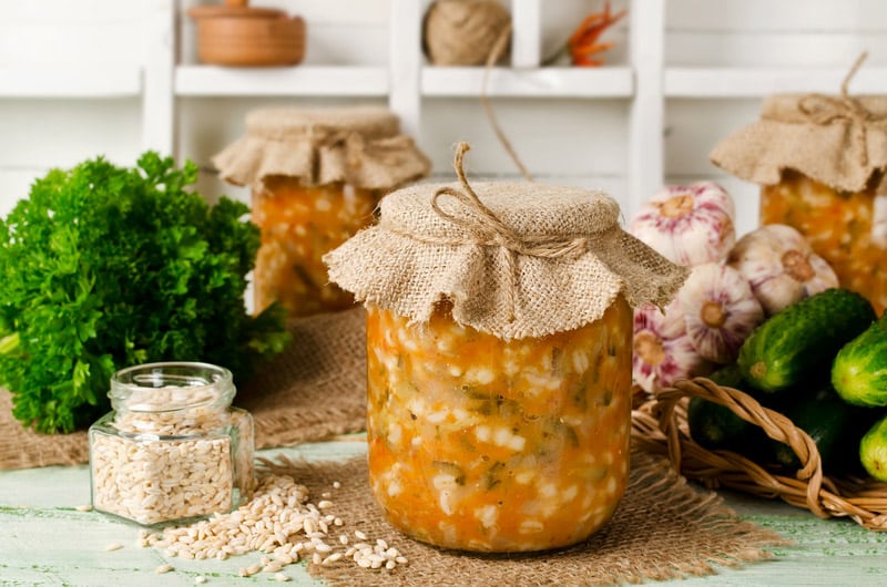 soup jar pickle barley cucumber russian cuisine