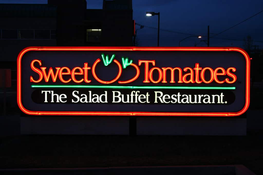 sweet tomatoes restaurant neon light