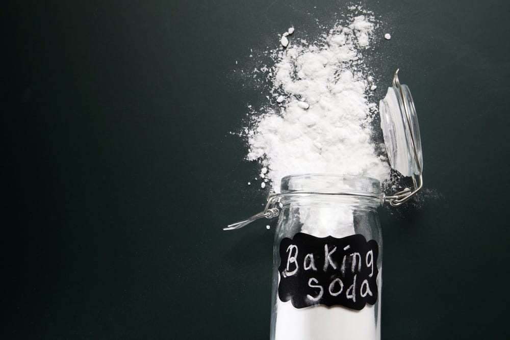 top view of baking soda on the blackboard