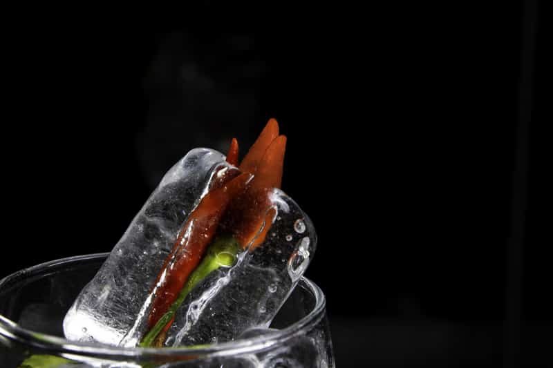 chili ice placed glass