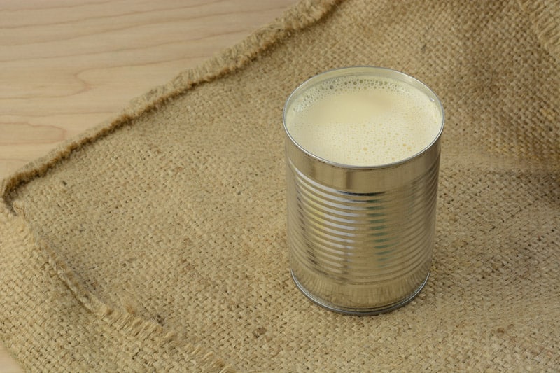 evaporated milk canned open can