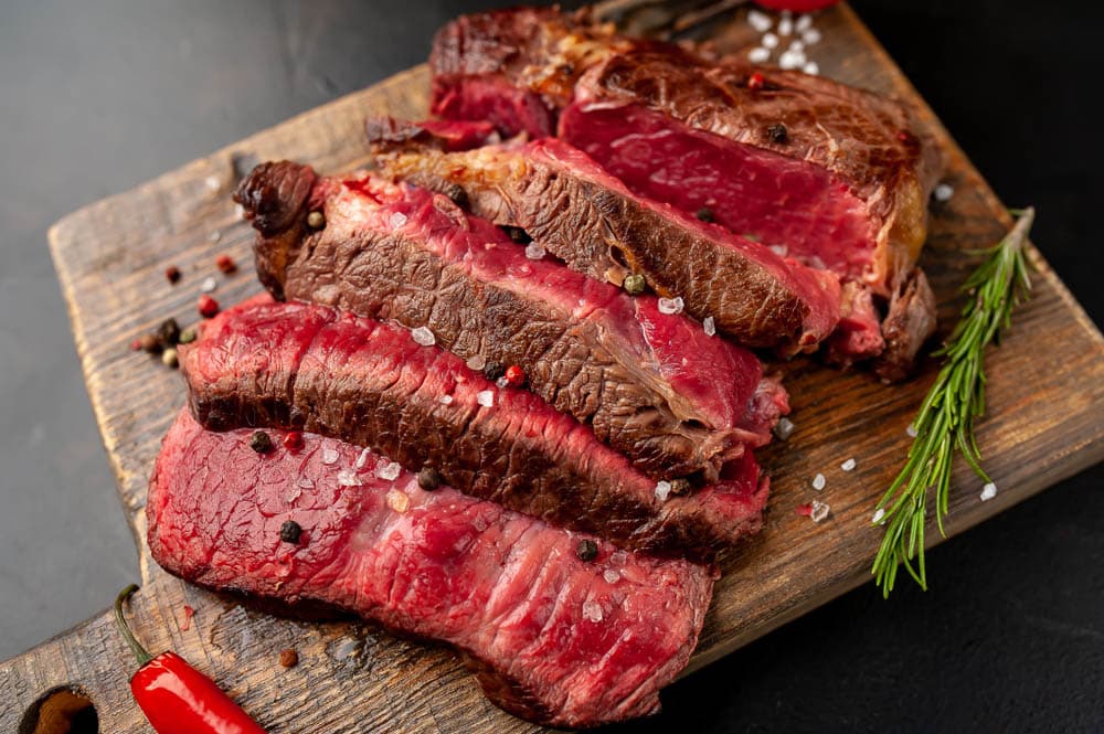 grilled rib eye beef steak herbs