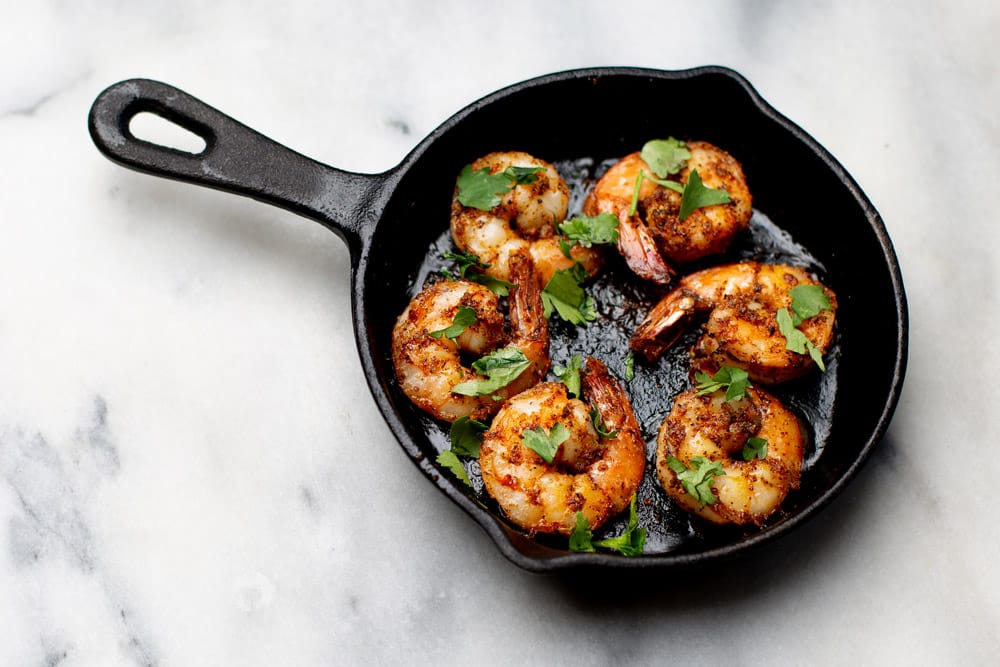 Pan Seared Spicy Shrimp in Cast Iron