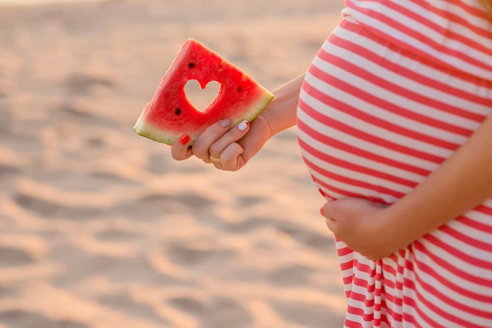 pregnant belly and watermelon heart