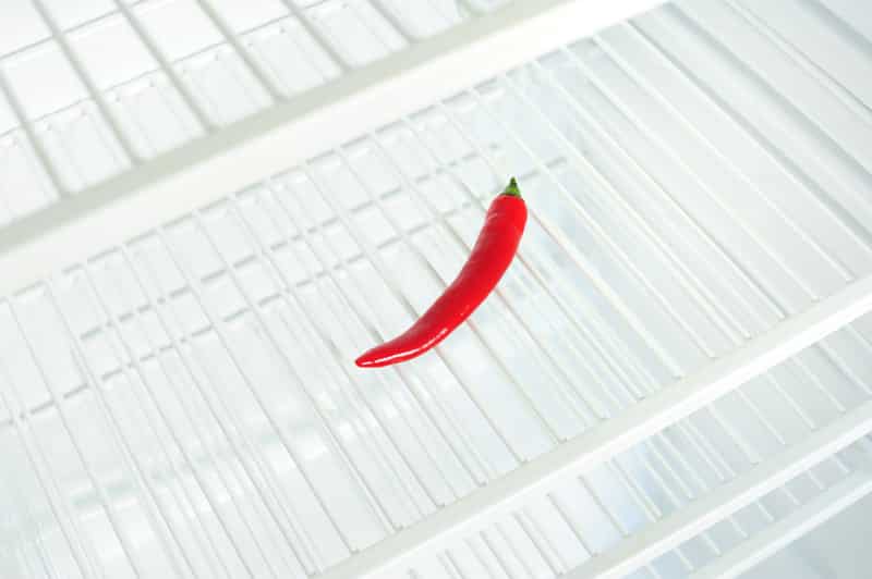 red chili pepper in fridge