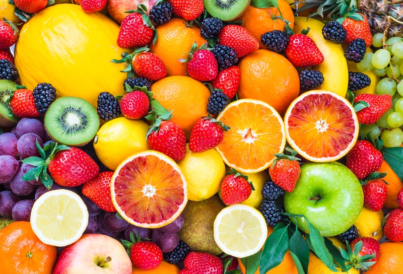 Fresh fruits assorted fruits colorful background